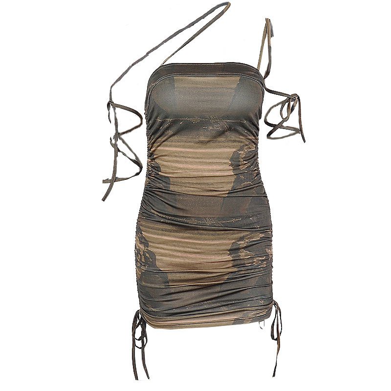 Đầm trễ vai phối dây rút cá tính quyến rũ dành cho nữ