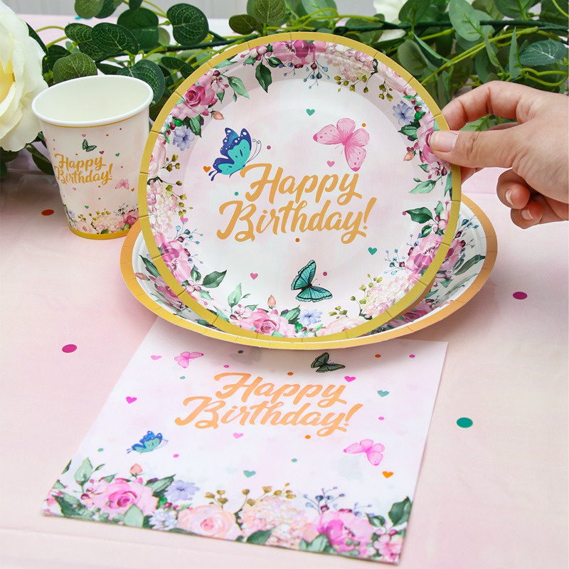 Bộ 10 Món Dụng Cụ Bàn Ăn Và Ống Hút Màu Sắc Trơn Dùng Một Lần Trang Trí Tiệc Sinh Nhật Bé