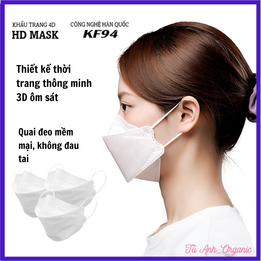 Khẩu trang KF94 [10cái], Khẩu trang 4D HD MASK AN PHONG túi 10 chiếc sản xuất theo công nghệ hàn quốc