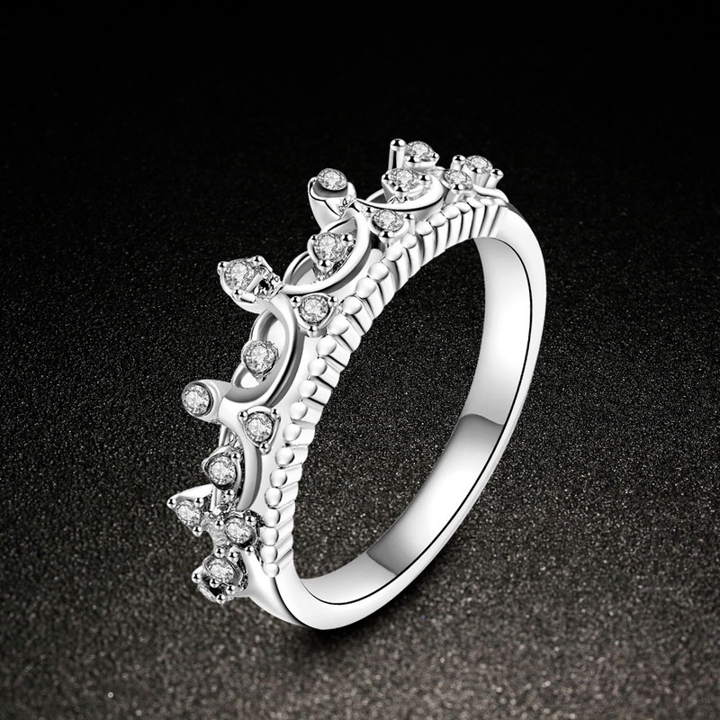 Nhẫn Ahellogirl thời trang Hàn Quốc đính đá zircon hình vương miện
