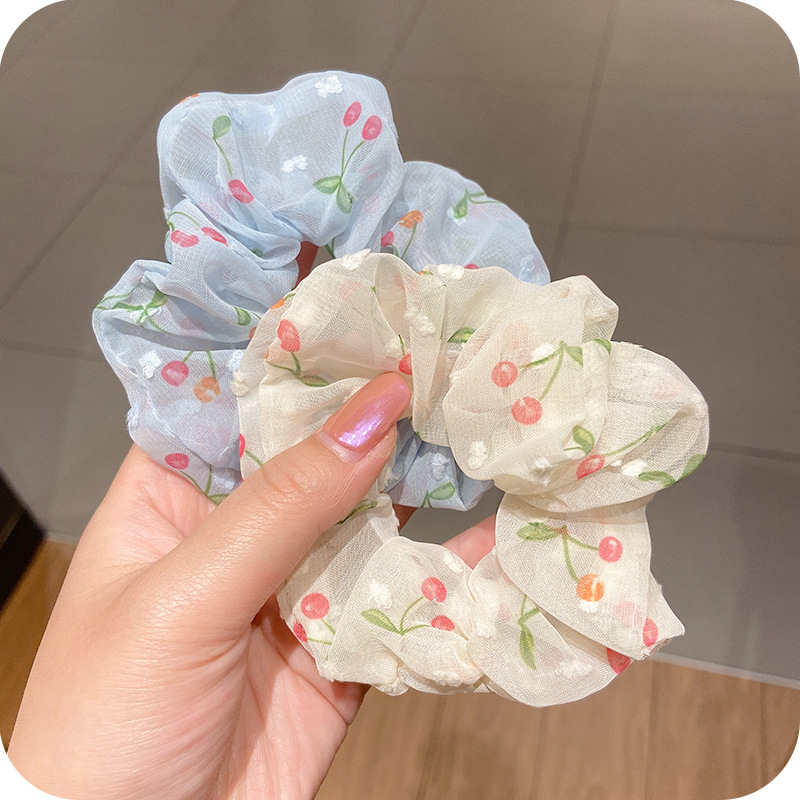Dây buộc tóc vải scrunchies hoa dễ thương