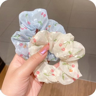  Dây buộc tóc vải scrunchies hoa dễ thương