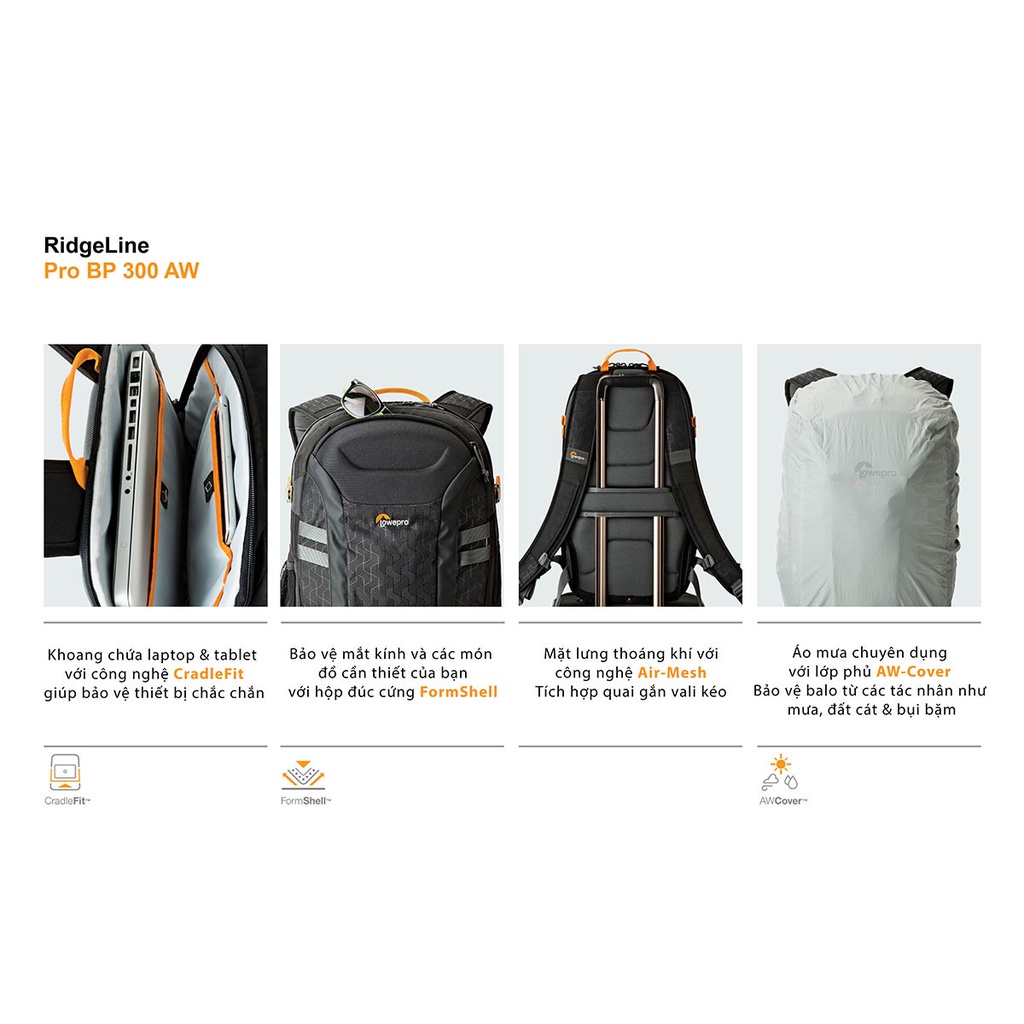 BALO MÁY ẢNH LOWEPRO RIDGELINE PRO BP 300 AW, CHÍNH HÃNG HOẰNG QUÂN