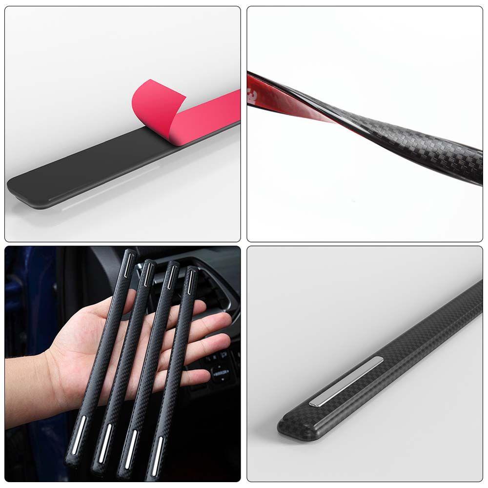 Set 4 Tấm Cản Bảo Vệ Góc Trước / Sau Bằng ABS Họa Tiết Sợi Carbon Cho Xe Hơi