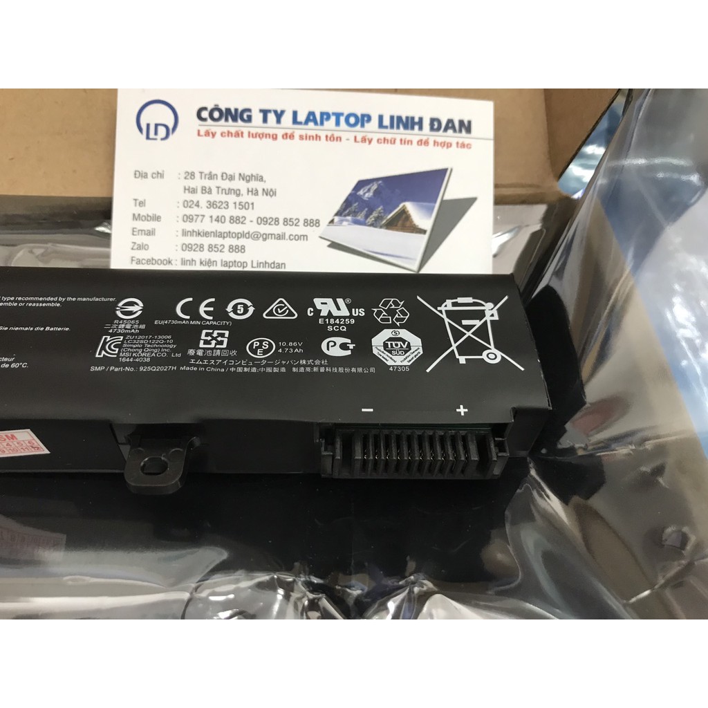 Pin Latop MSI (Original)51Wh GE62 GE63 GV62 BTY-M6H New Battery