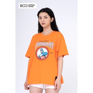  Áo Thun BOO Nam Nữ Unisex Oversize Dáng Rộng 100% Cotton In Hình Legendary Captain America Màu Cam