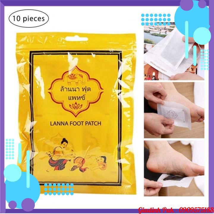 10 Miếng Dán Chân Thải Độc Detox Lanna Foot Patch