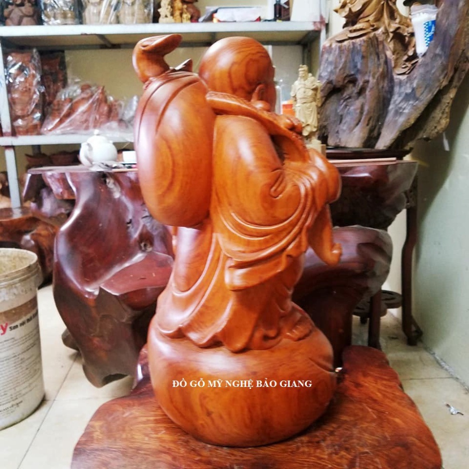 TƯỢNG PHẬT DI LẶC GỖ HƯƠNG CAO 40 NGANG 20 SÂU 19 CM