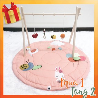 Combo thảm chơi đa giác quan và kệ A, tặng kèm bộ móc treo len handmade