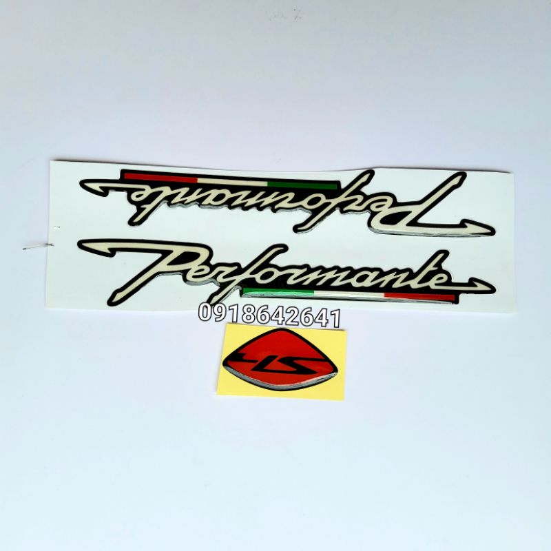 Combo tem chữ nổi performante màu đen và logo mặt nạ Sh đen