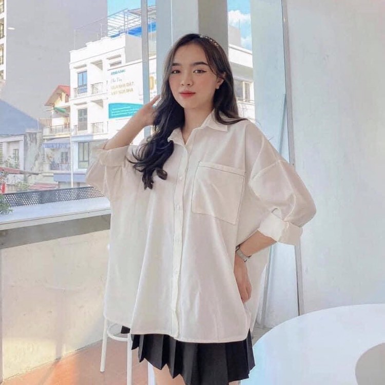 Áo sơ mi lụa cao cấp loại 1 viền chỉ trắng - đen kèm hình chụp thật - Bila House