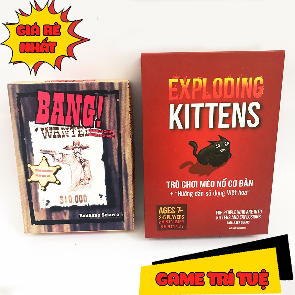 COMBO Đồ chơi board game chơi theo nhóm 2 - 5 người Bang + Bài Mèo Nổ cao cấp, giá thành rẻ