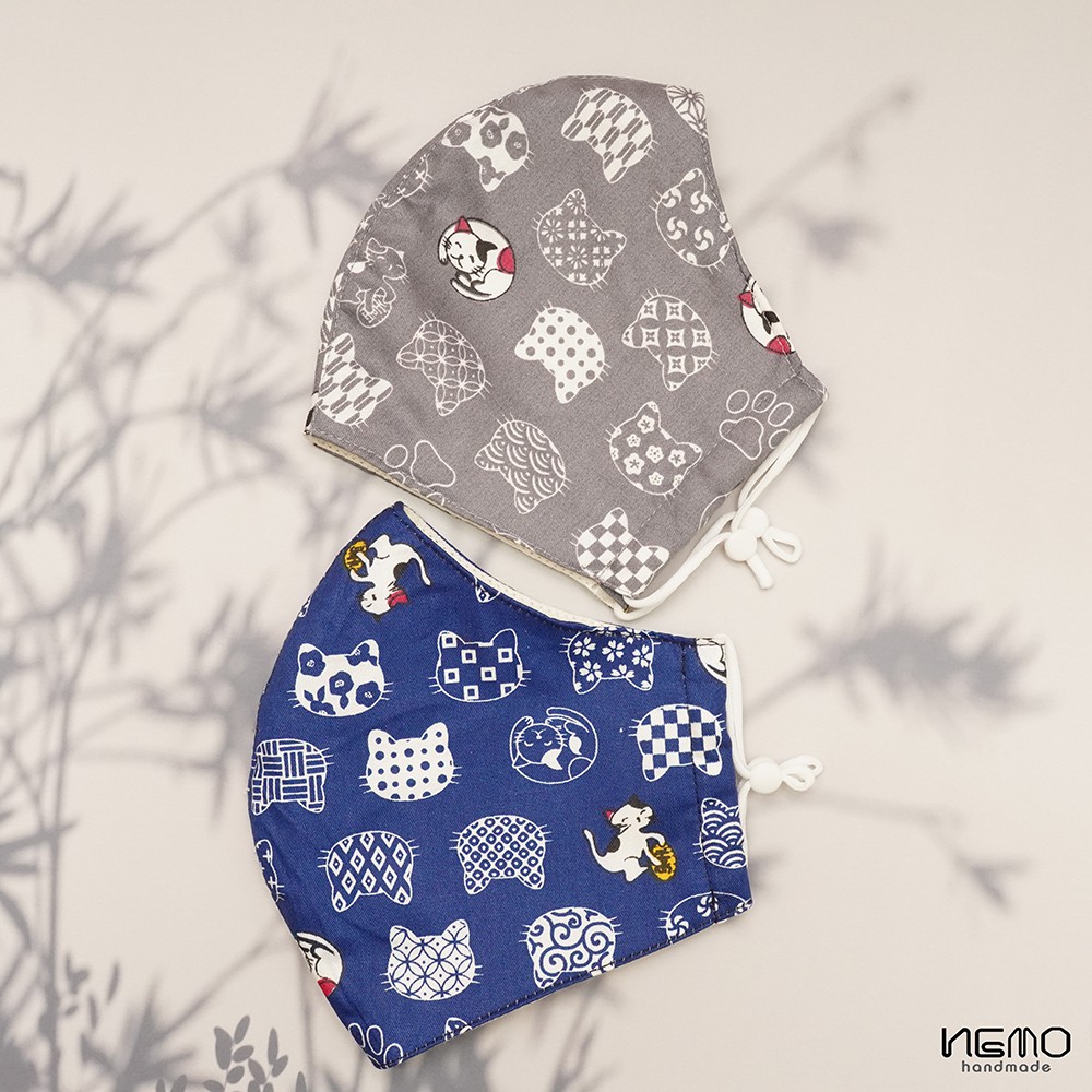 Khẩu trang vải 3 lớp chống nắng, chống bụi, vải mềm mịn cực mát, họa tiết mèo - Nemo Handmade KTMNB2M | BigBuy360 - bigbuy360.vn