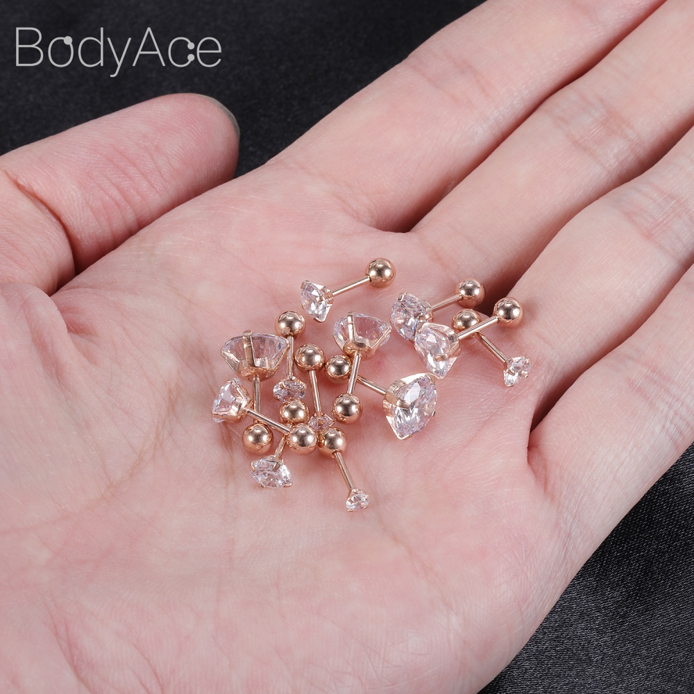 Set 6 Đôi Khuyên Tai 18G Đính Đá Thời Trang Dành Cho Nữ