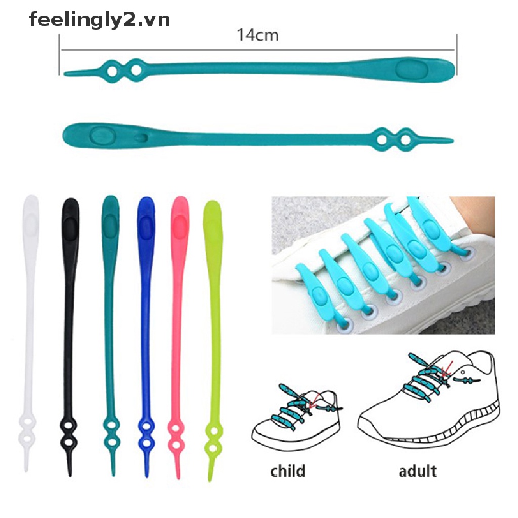 Bộ 12 Dây Giày Lười Bằng silicone Co Giãn Không Có