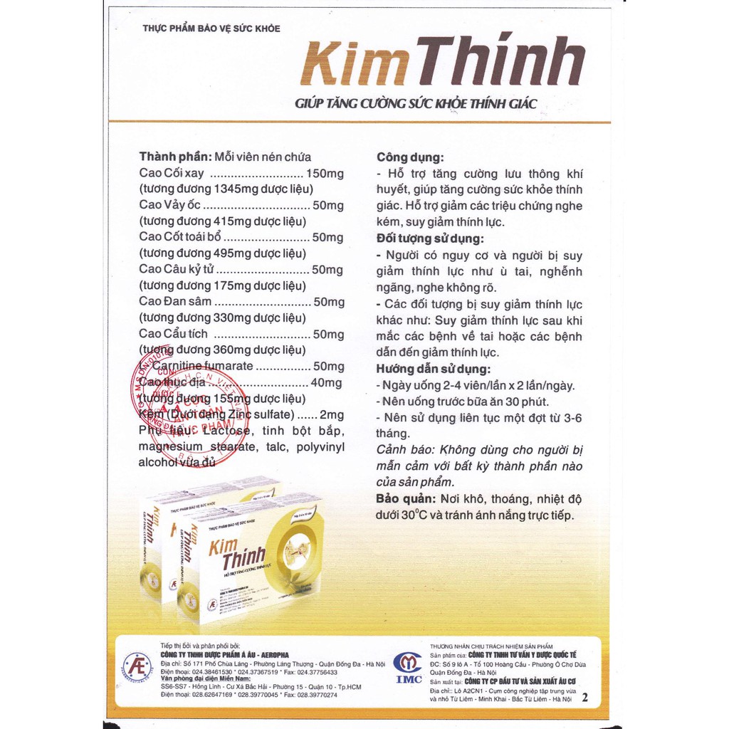 KIM THÍNH - COMBO MUA 6 TẶNG 1 - HỖ TRỢ TĂNG CƯỜNG THÍNH GIÁC, Ù TAI, LÃNG TAI - HỘP 30 VIÊN