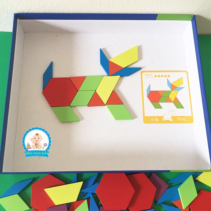 [Mã LIFETOYS1 giảm 30K đơn 99K] Đồ Chơi Xếp Hình Tangram 130 Chi Tiết Bằng Gỗ Cho Bé