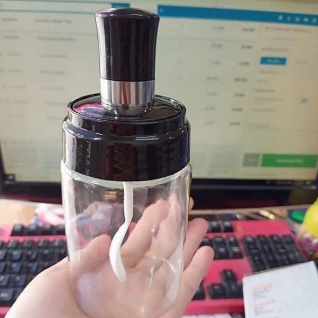 Hũ, lọ đựng gia vị kèm thìa suêu tiện dễ sử dụng, đồ dùng nhà bếp0