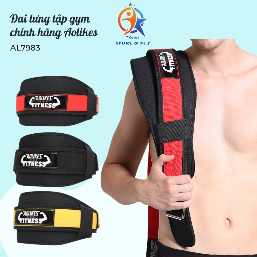 Đai Lưng 2 Lớp Aolikes A-7983 | Nịt Lưng Tập Gym | Bảo Vệ Lưng A-7983