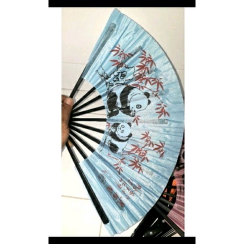 Một chiếc quạt nan Nhựa Vải có 10 nan và dài 24 cm có in hình (chỉ phân loại màu còn hình ngẫu nhiên)