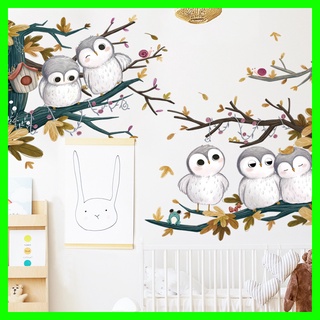 Decal dán tường chim cú cành cây mẫu mới