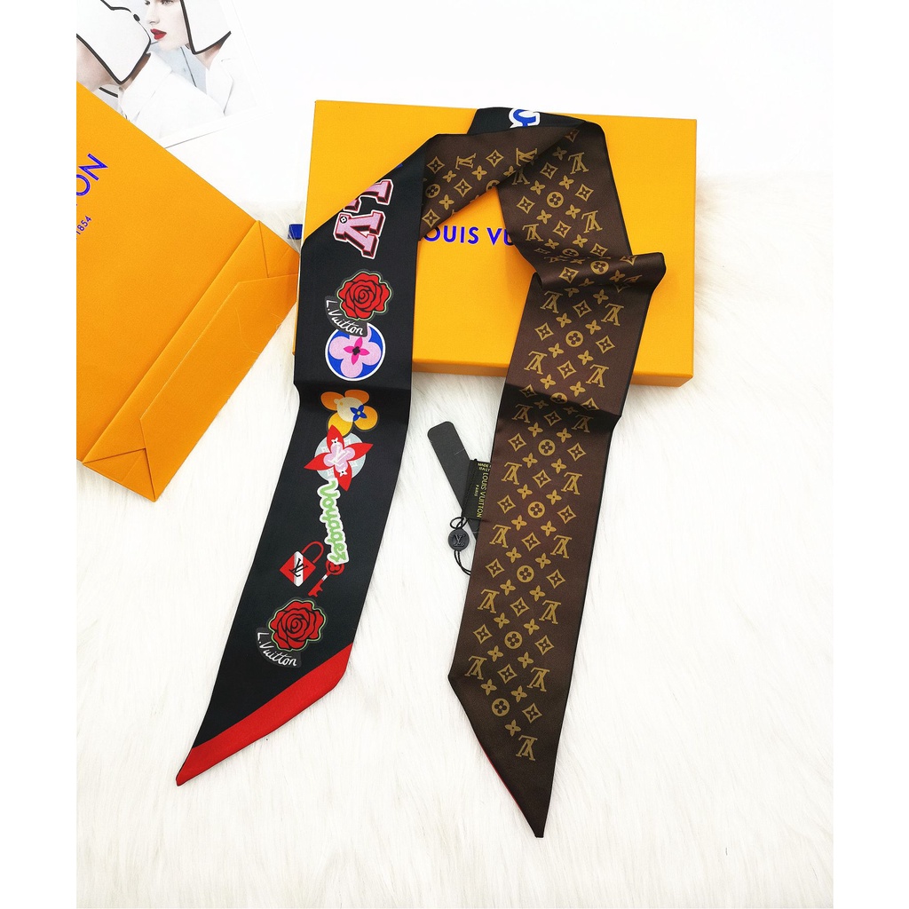 Khăn Choàng Cổ / Xách Tay Bằng Ruy Băng Lụa In Họa Tiết Hoa Cho Nữ