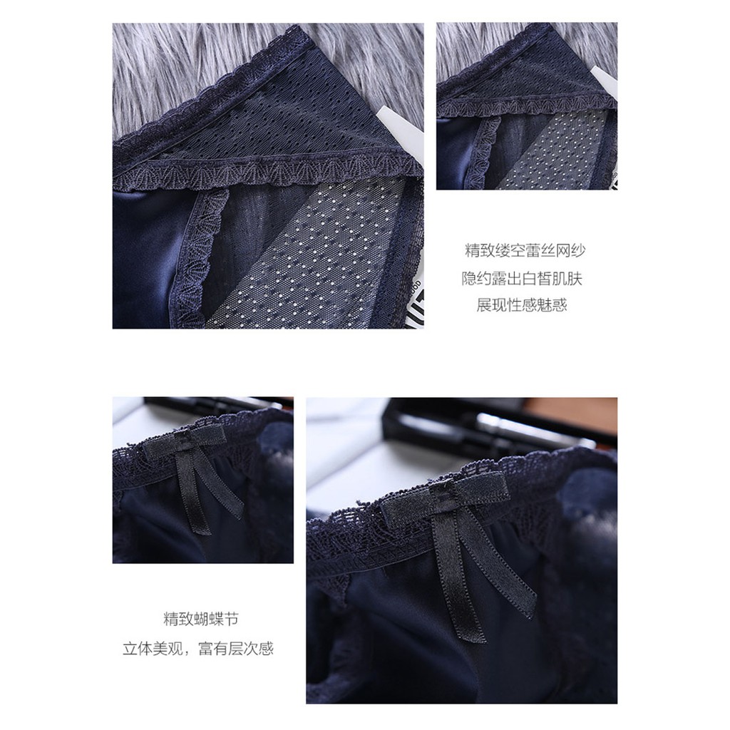 Quần Lót Lụa 100% Cotton Lưng Thấp Phối Ren Trong Suốt Siêu Mỏng Quyến Rũ Dành Cho Nữ