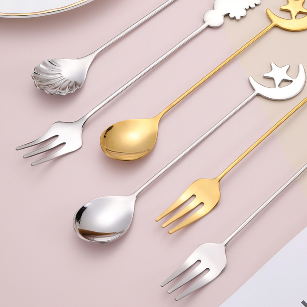 G & S Bộ Muỗng Nĩa Inox 304 Hình Cá Ngựa Có Vỏ Sò Sáng Tạo Dùng Ăn Uống