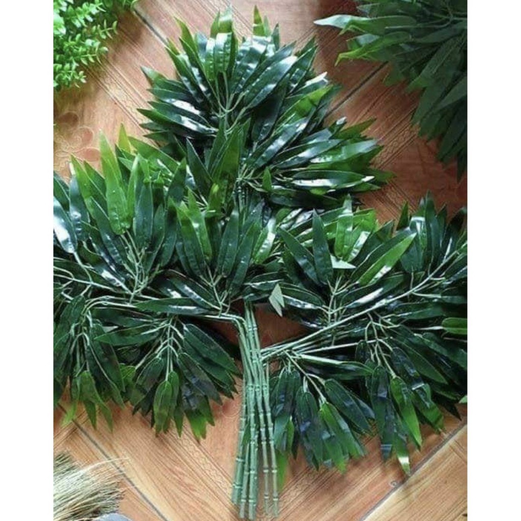 Combo 65 cành tre giả loại big size 60 lá làm cây giả trang trí