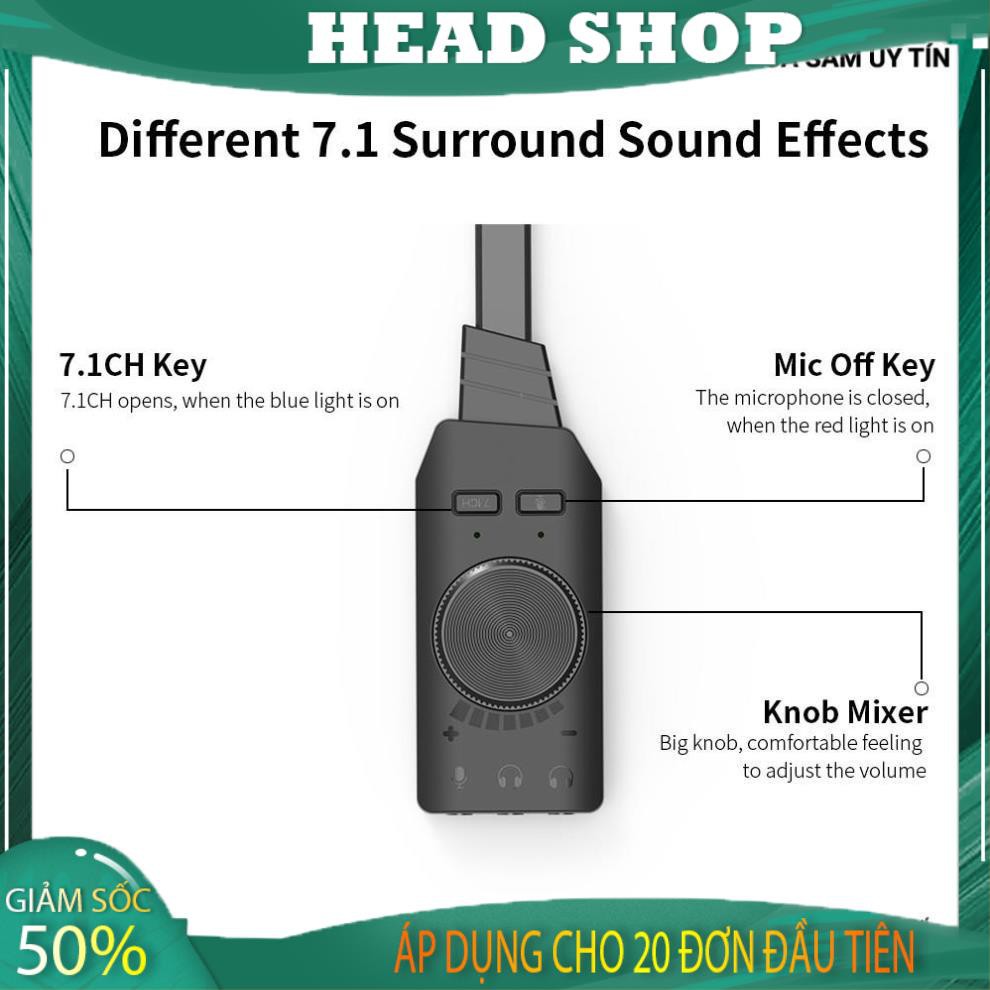 Sound card âm thanh 7.1 cho máy tính PC chuyên game Plextone GS3 HEAD SHOP