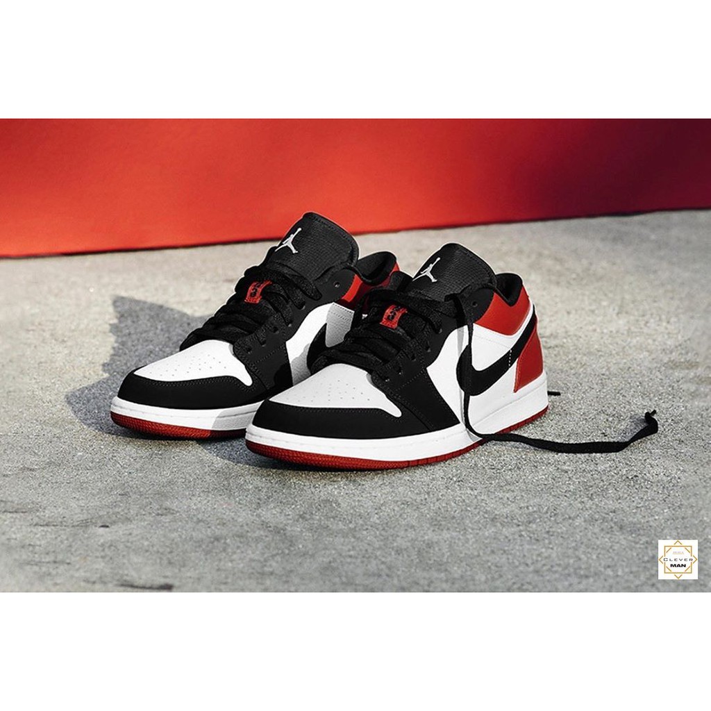 (FREESHIP+FULLBOX) Giày Thể Thao Sneaker AIR JORDAN 1 Low Red White Trắng Mũi đen Gót đỏ Cổ Thấp Clever Man Store