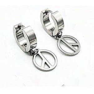 Peace Symbol Earring khuyên tai titan biểu tượng hòa bình không gỉ không đen không dị ứng nam nữ Uniex
