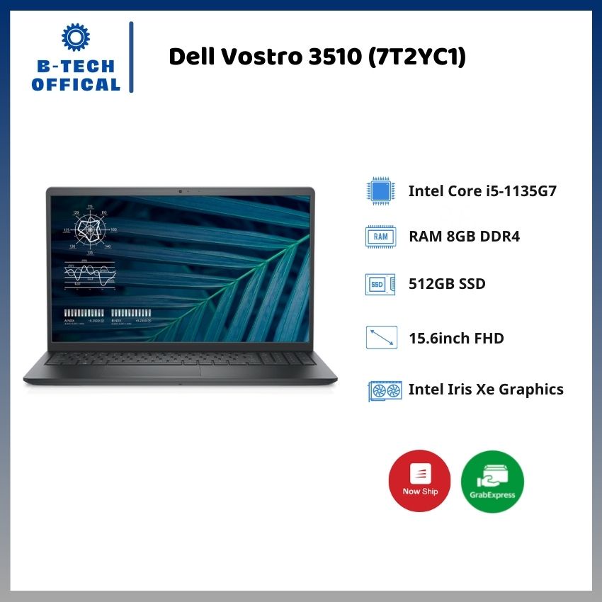 [ TẶNG VOUCHER 150K ] Laptop Dell Vostro 3510 (7T2YC1)/ Intel Core i5-1135G7 (up to 4.2Ghz, 8MB)/ RAM 8GB DDR4