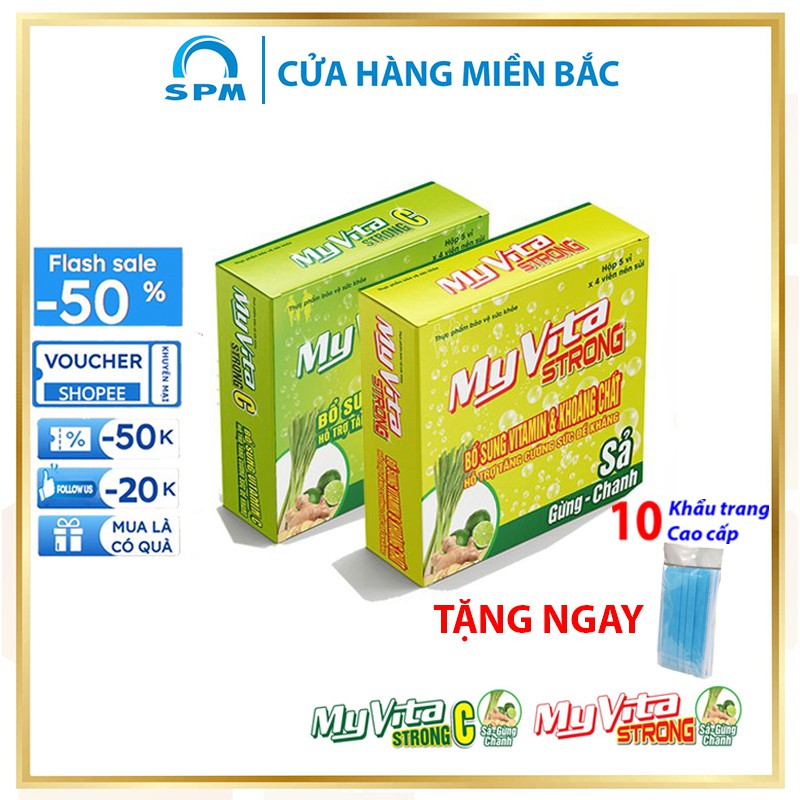 Combo 2 hộp viên C sủi Vitamin 1 hộp viên sủi Vitamin C Myvita Strong & 1 hộp viên sủi Myvita Strong