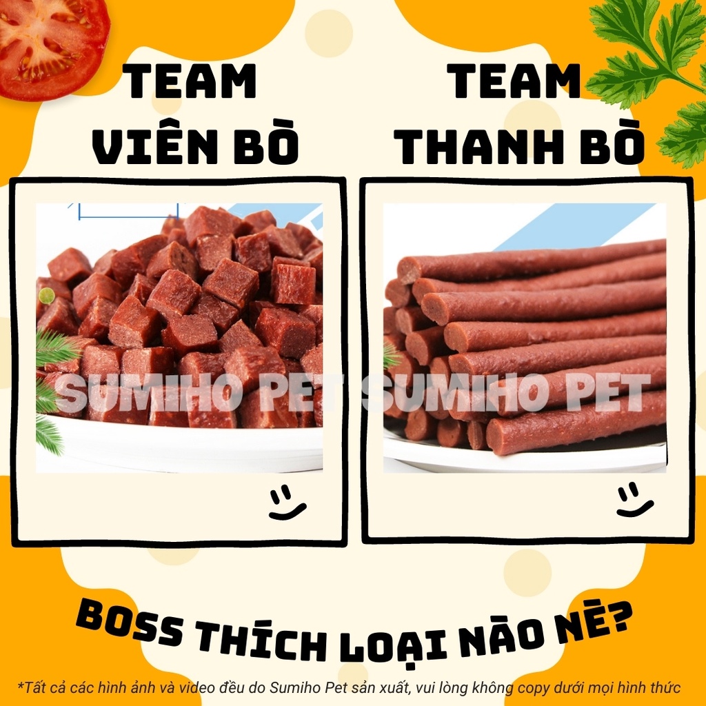 Snack thịt bò bổ sung canxi cho chó (que/viên) (500gr/túi)