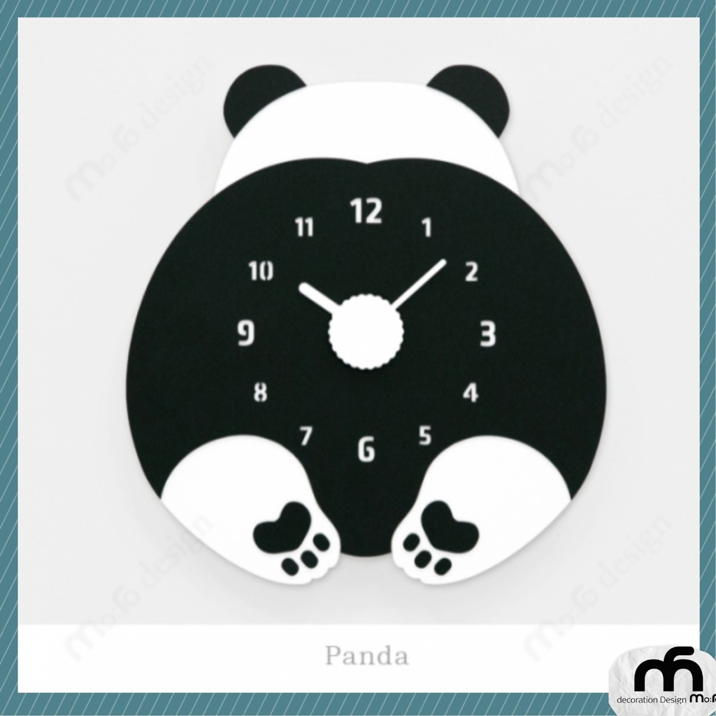 Đồng hồ treo tường, đồng hồ trang trí Decor hình gấu Panda dễ thương - Panda wall clock