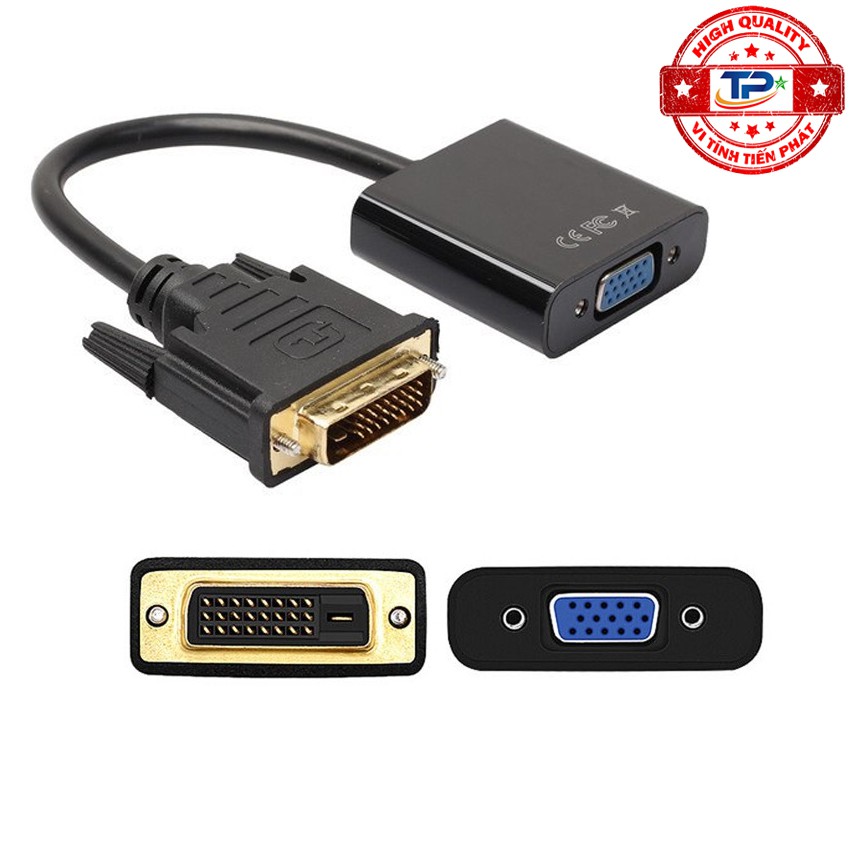 [Mã ELHACE giảm 4% đơn 300K] Đầu chuyển cổng DVI chuẩn ( DVI-D ) 24 + 1 chân sang cổng VGA cho hình ảnh rõ đẹp Full HD