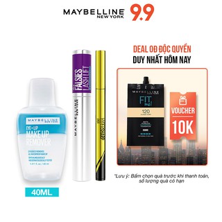 [Bộ trang điểm] Bút kẻ mắt Hyper Sharp 0.5g + Mascara Falsies 8.6ml + Tẩy trang mắt môi 40ml Maybelline New York