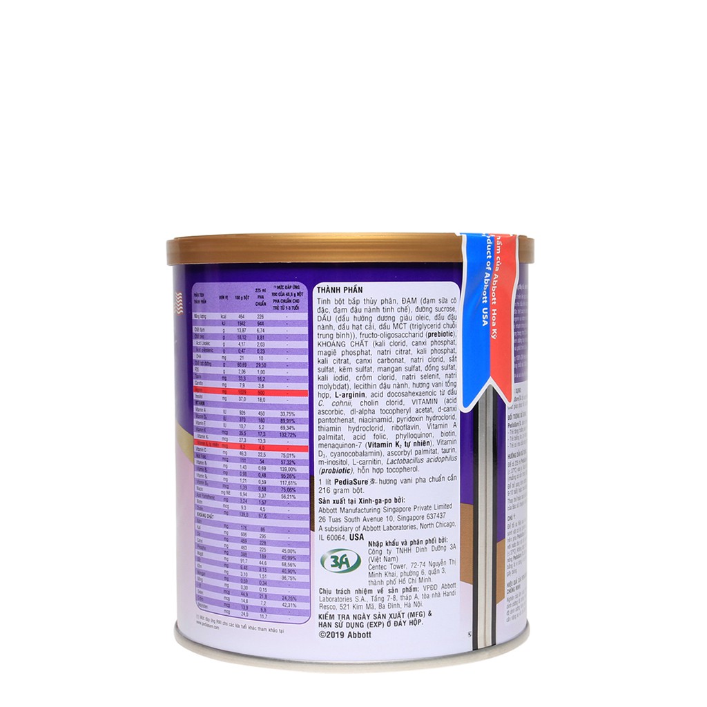 SỮA BỘT PEDIASURE ÍT NGỌT HƯƠNG VANI - HỘP 400G