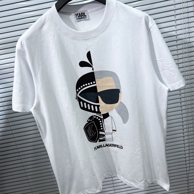 Áo thun tay lỡ KARL LAGERFELD Kỵ sĩ siêu thời trang, Áo Phông Unisex Nam Nữ