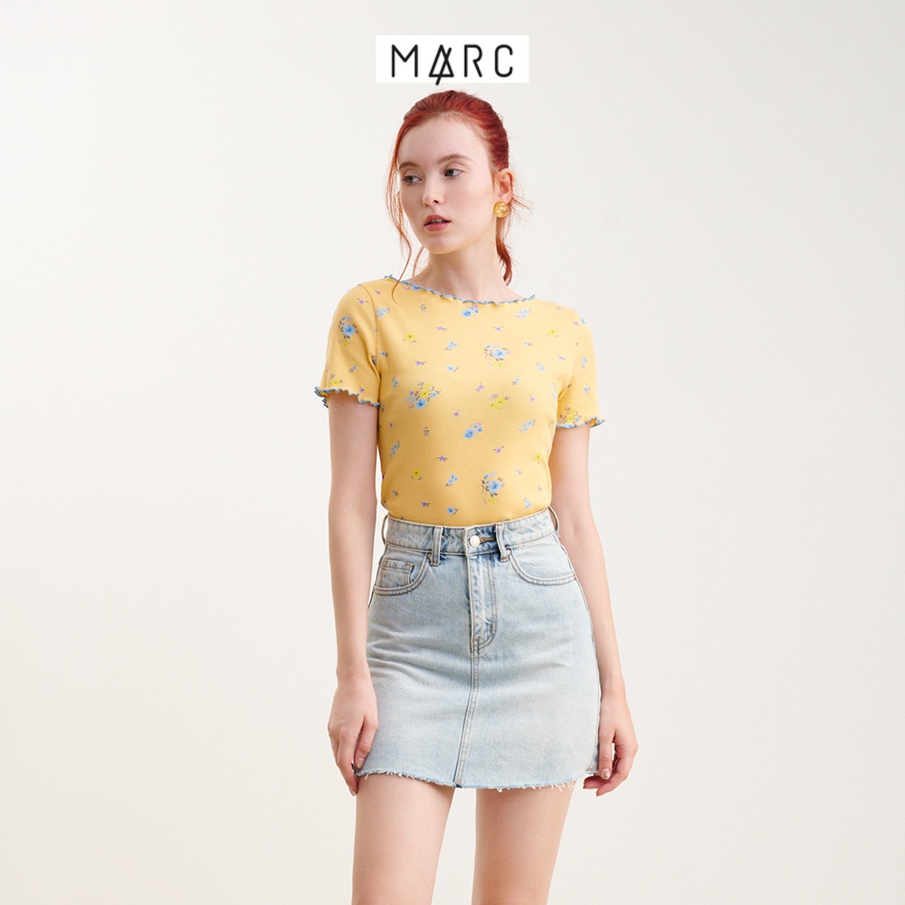 Áo thun nữ MARC FASHION họa tiết hoa viền chỉ màu FATN0701