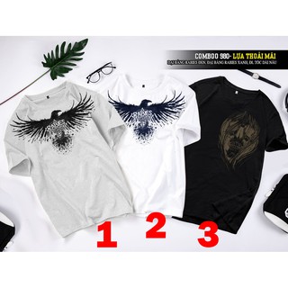 Áo thun Đại bàng tung cánh đen xanh, Đầu lâu tóc dài nâu - Áo thun cho nam và nữ 980