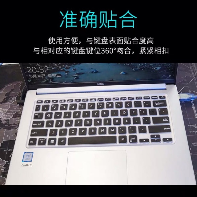 Tấm silicon phủ bàn phím laptop Asus Vivobook 14 inch dành cho máy asus Adol, V4000, Y406U, R424, X420UA, X409, X412....