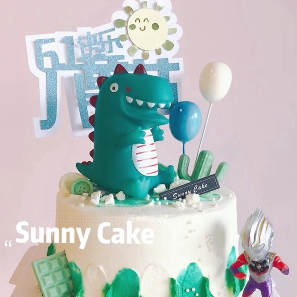 Que Cắm Trang Trí Bánh Hình Khủng Long Xinh Xắn