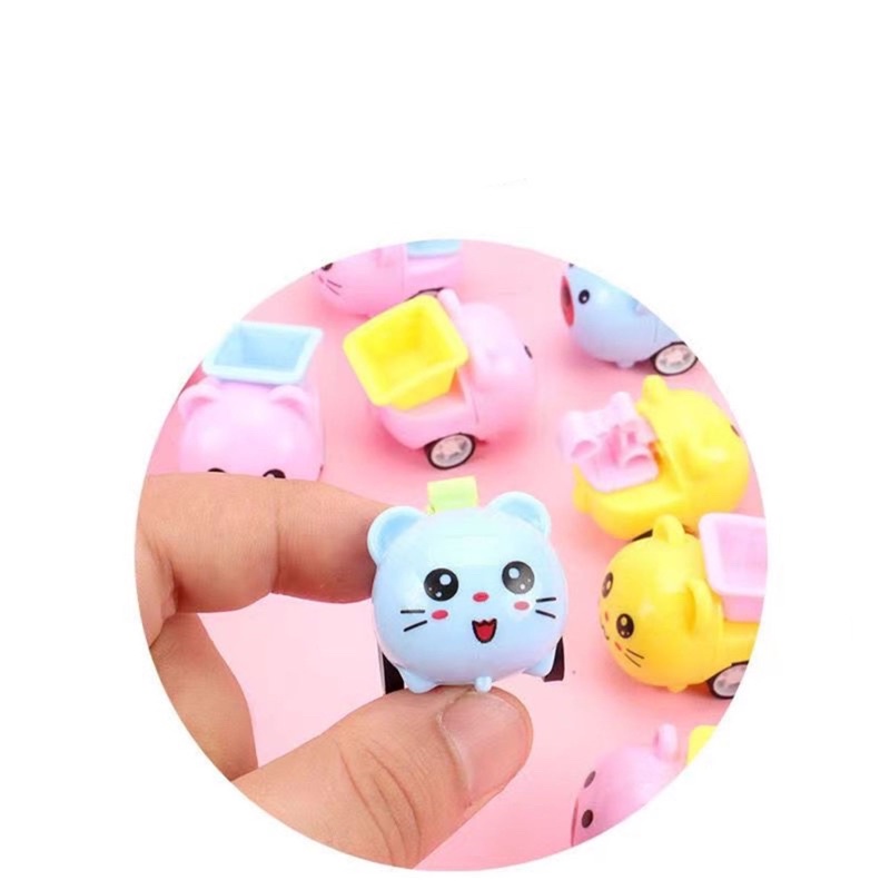 Đồ Chơi Trẻ Thú Mini Có Thùng Chạy Bánh Đà