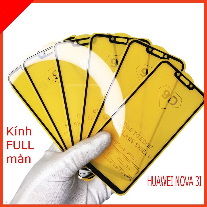 Kính cường lực huawei y7 pro y9 2019 nova 3i nova 2i p30 lite y9 prime nova 5t full màn hình 9D tặng kèm khăn lau [THF]