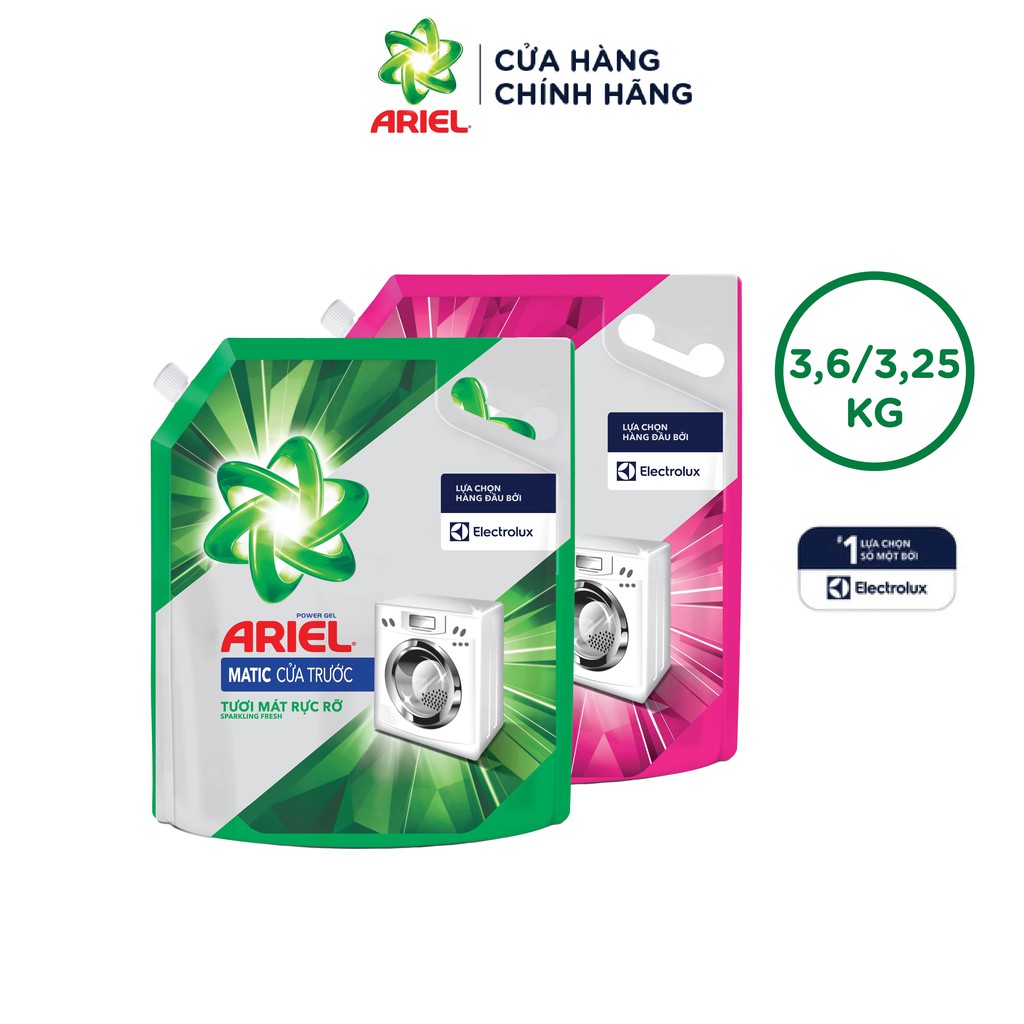 Nước Giặt Ariel Cửa Trước Nhiều Mùi Hương - Túi 3.6Kg/3.25Kg/3.05Kg