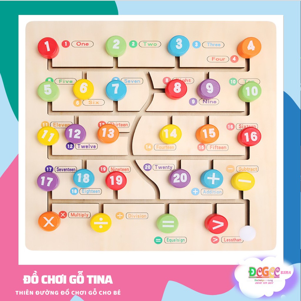 Đồ Chơi Cho Bé Bảng Số Đường Đua Mê Cung Học Số Đồ Chơi Giáo Dục Đồ Chơi Gỗ Montessori TiNA
