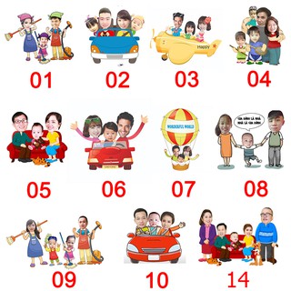 Chibi Gia Đình trang trí sinh nhật