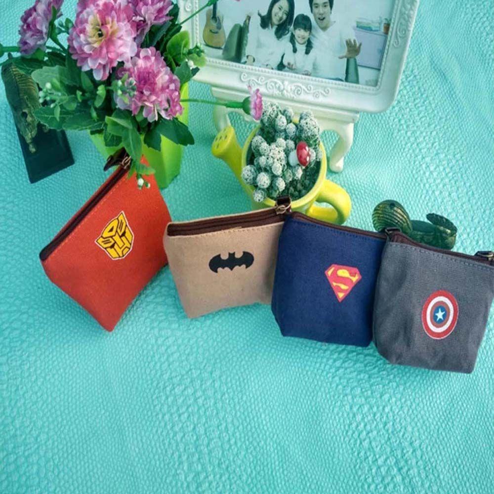 Ví Vải Canvas Đựng Tiền Xu / Thẻ / Chìa Khóa In Hình Anh Hùng Marvel MXGOODS
